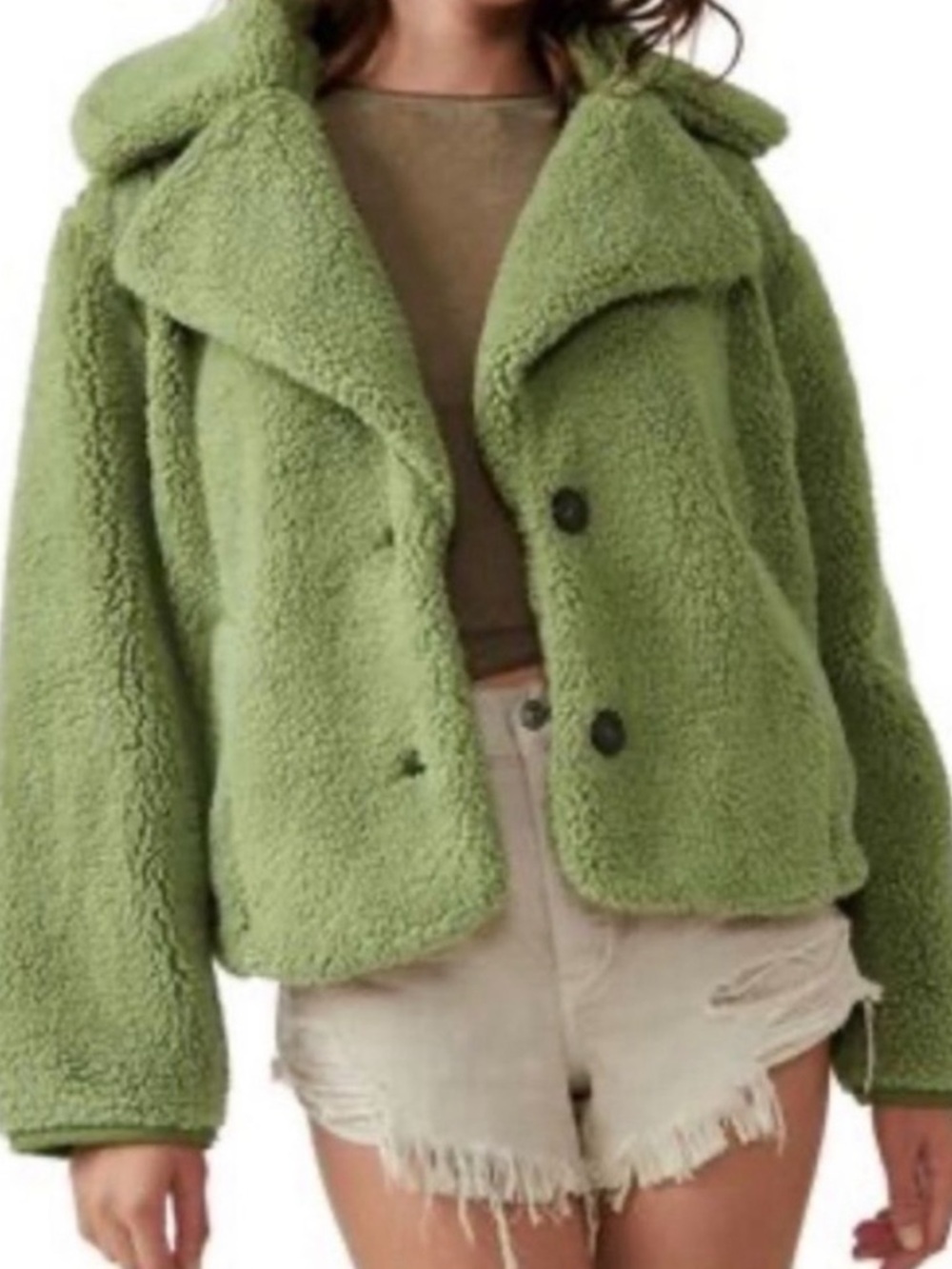 Free People Joplin Faux Fur Jacket Sweet Pistachio Size S